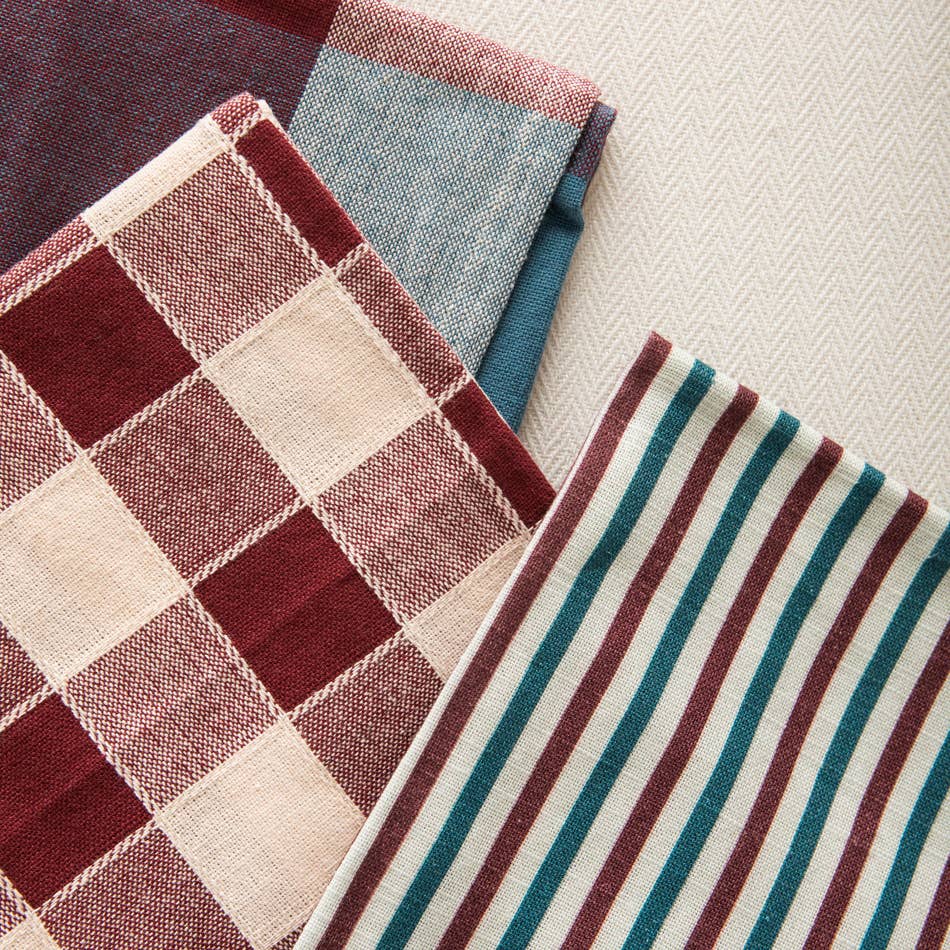 Woven Check Cotton Napkin Aubergine 45X45