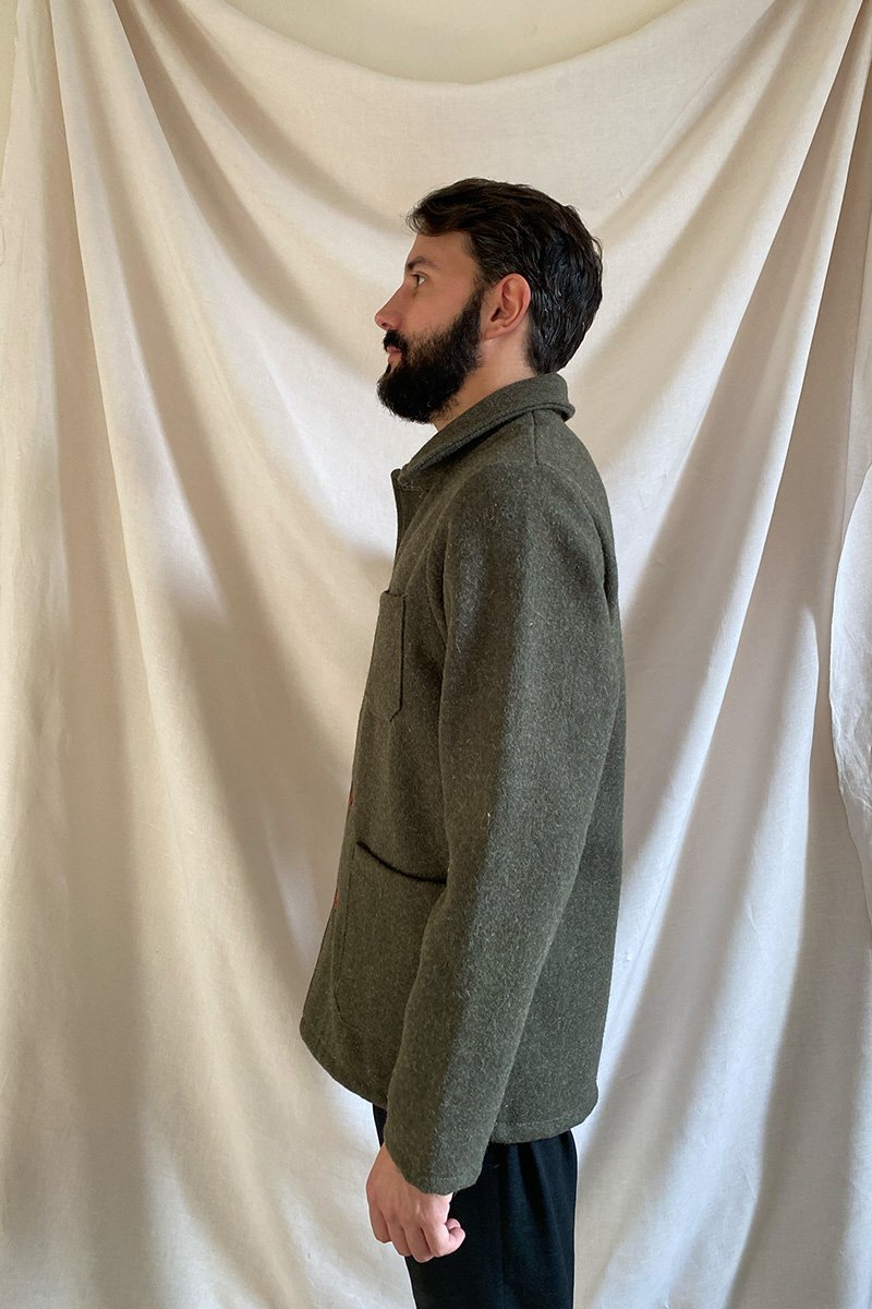 Boiled Wool Work Jacket - Khaki