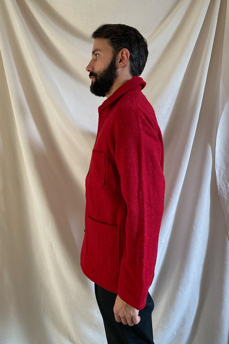 Boiled Wool Work Jacket - Red
