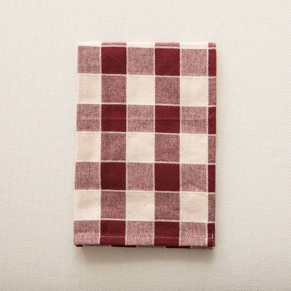 Woven Check Cotton Napkin Aubergine 45X45