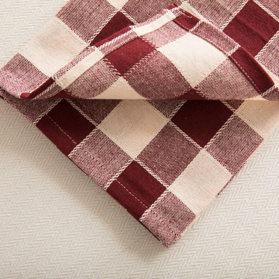 Woven Check Cotton Napkin Aubergine 45X45