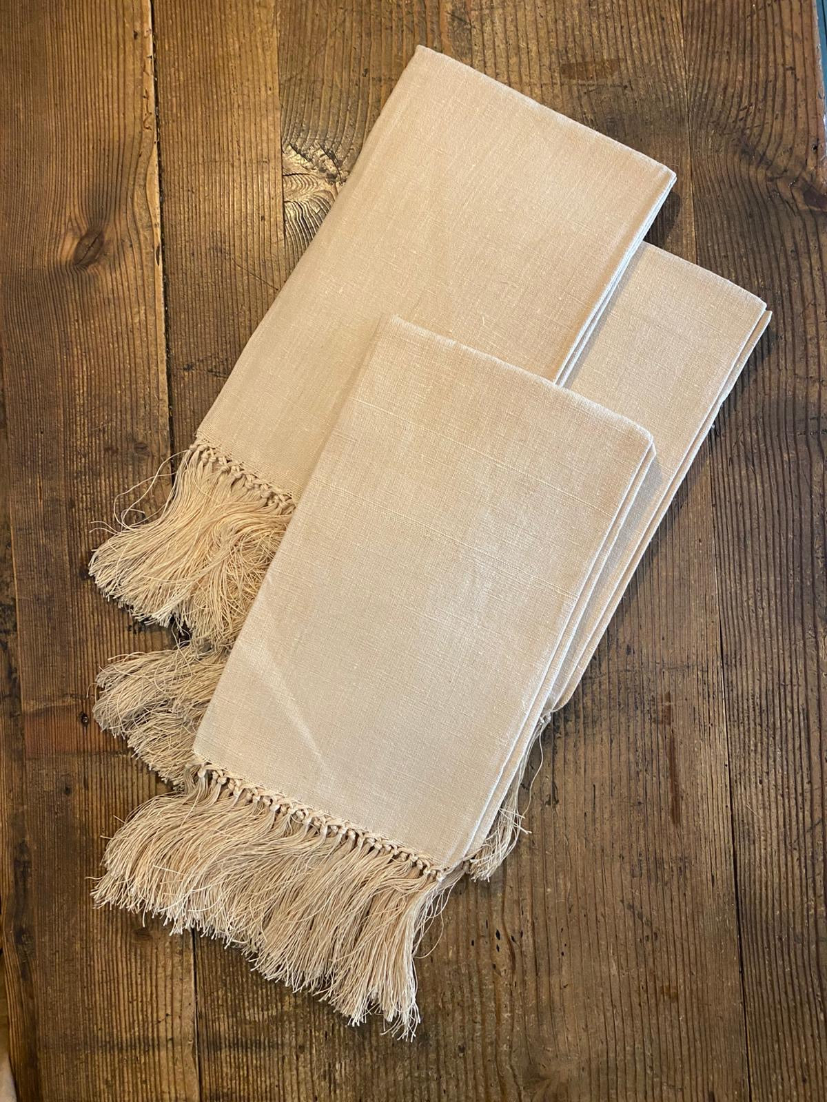 Antique Linen Napkins - Fringed