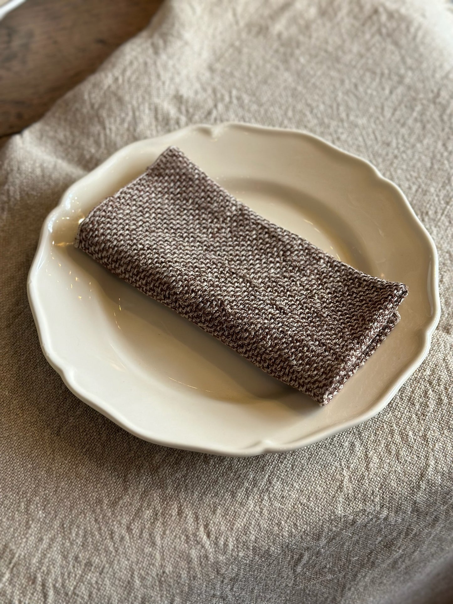 Set of 2 V.VM Wide Weave Linen Napkins - Brown