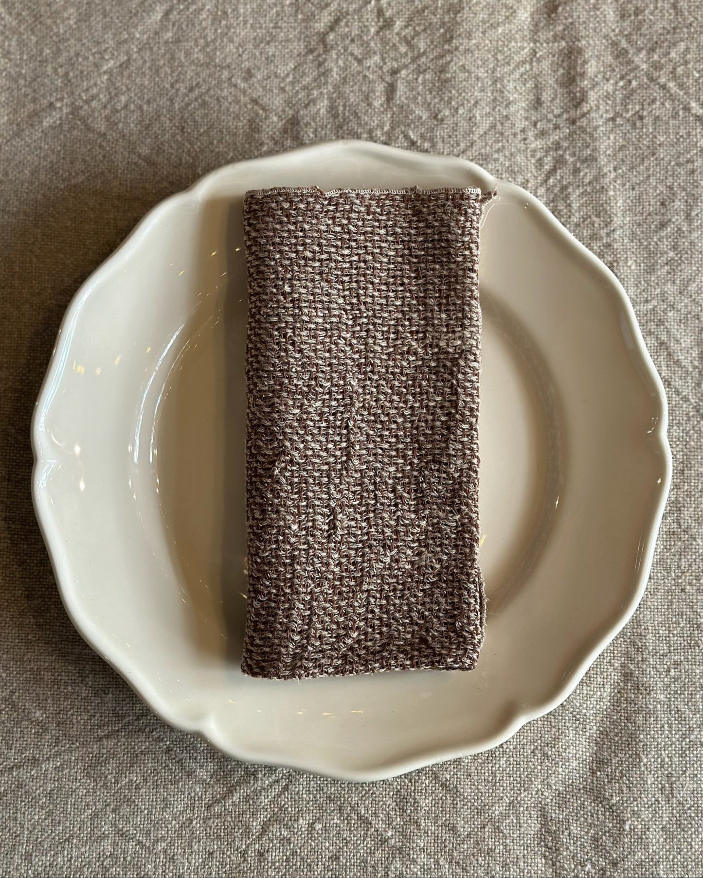 Set of 2 V.VM Wide Weave Linen Napkins - Brown