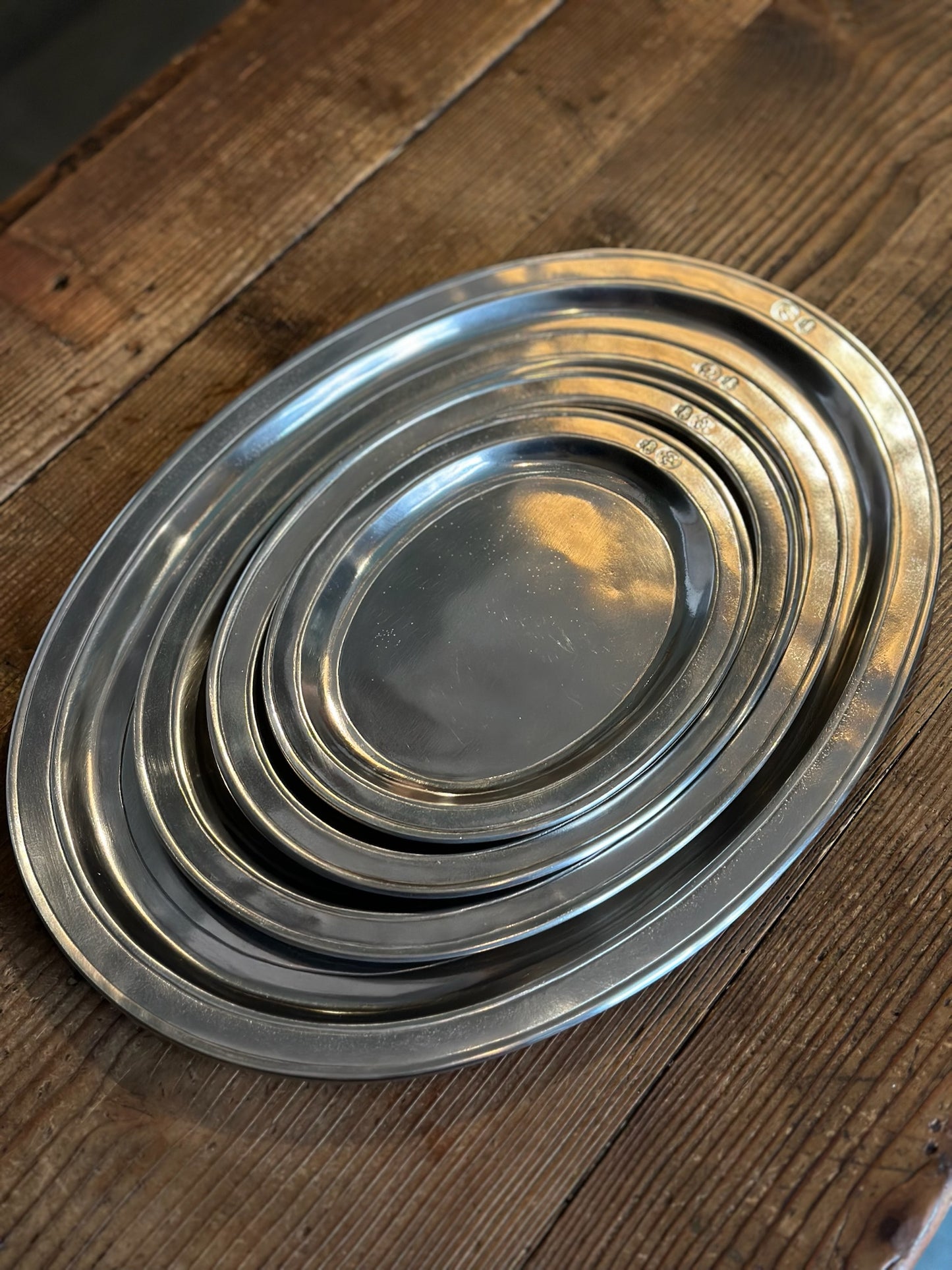 'Orvieto' Oval Platter in Pewter by Cosi Tabellini - 38 X 28