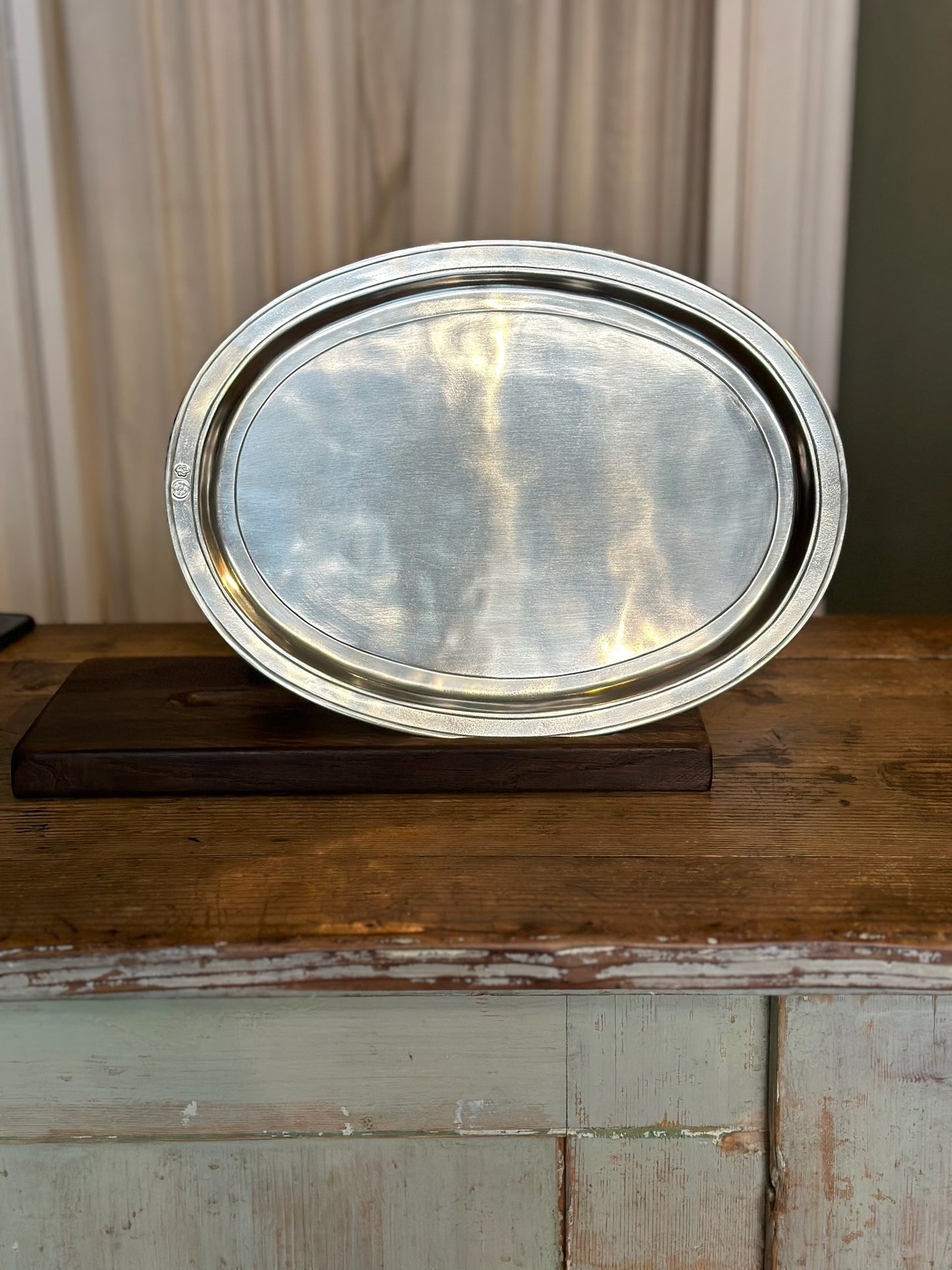 'Orvieto' Oval Platter in Pewter by Cosi Tabellini - 38 X 28