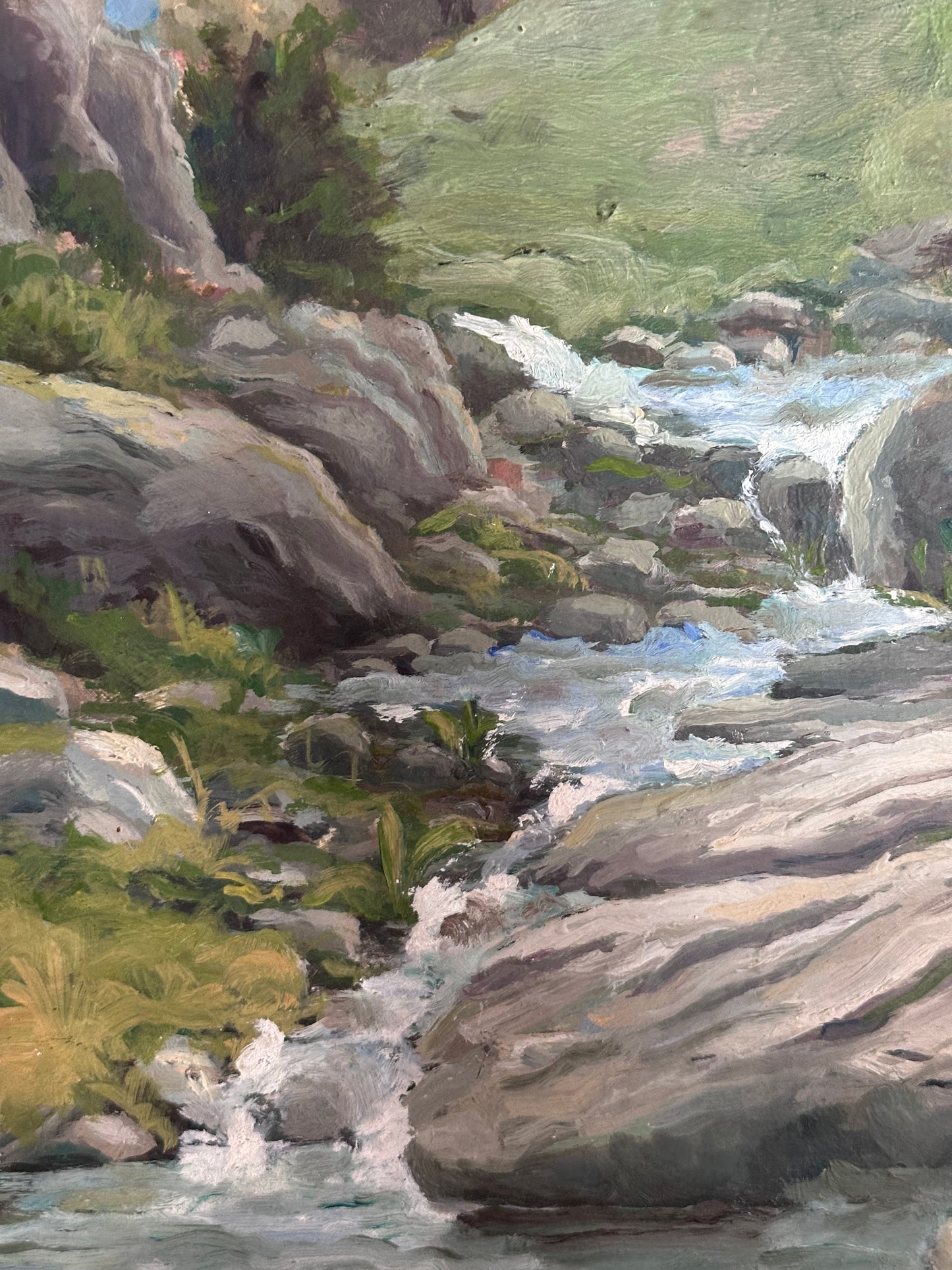 Antique Painting - Italian River Wild- 1975