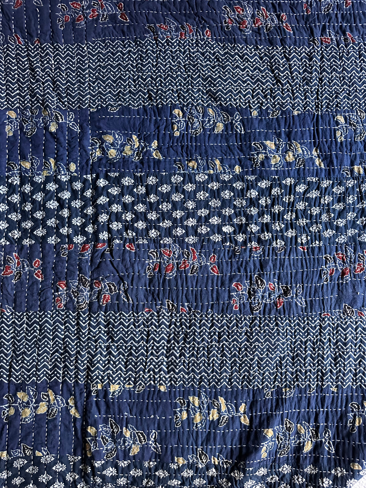V.VM Patchwork Quilt, Blue Squares - Double Bed No. 5