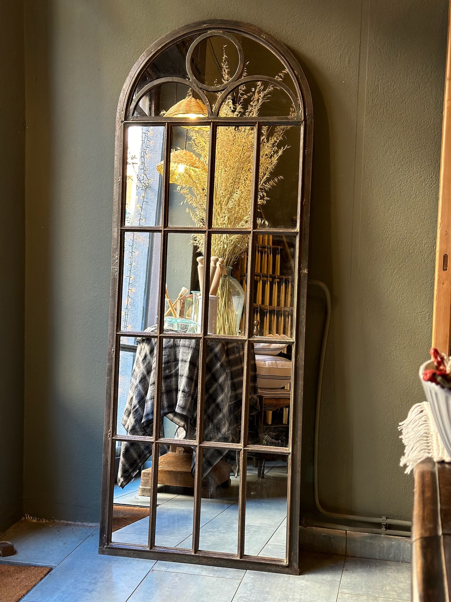 Antique Iron Framed Mirror