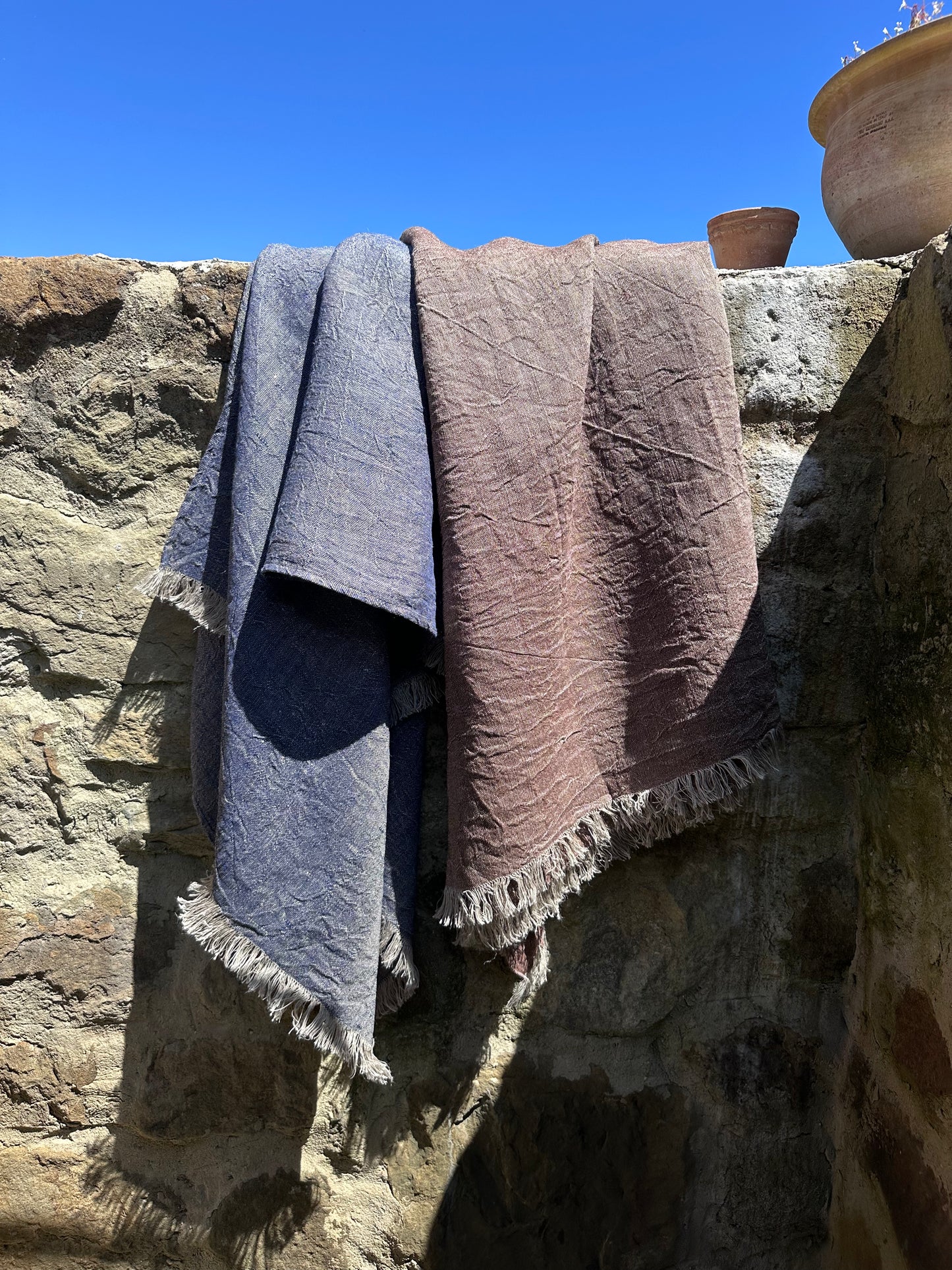 Asciugamano da bagno e da spiaggia in lino V.VM - Marrone cioccolato