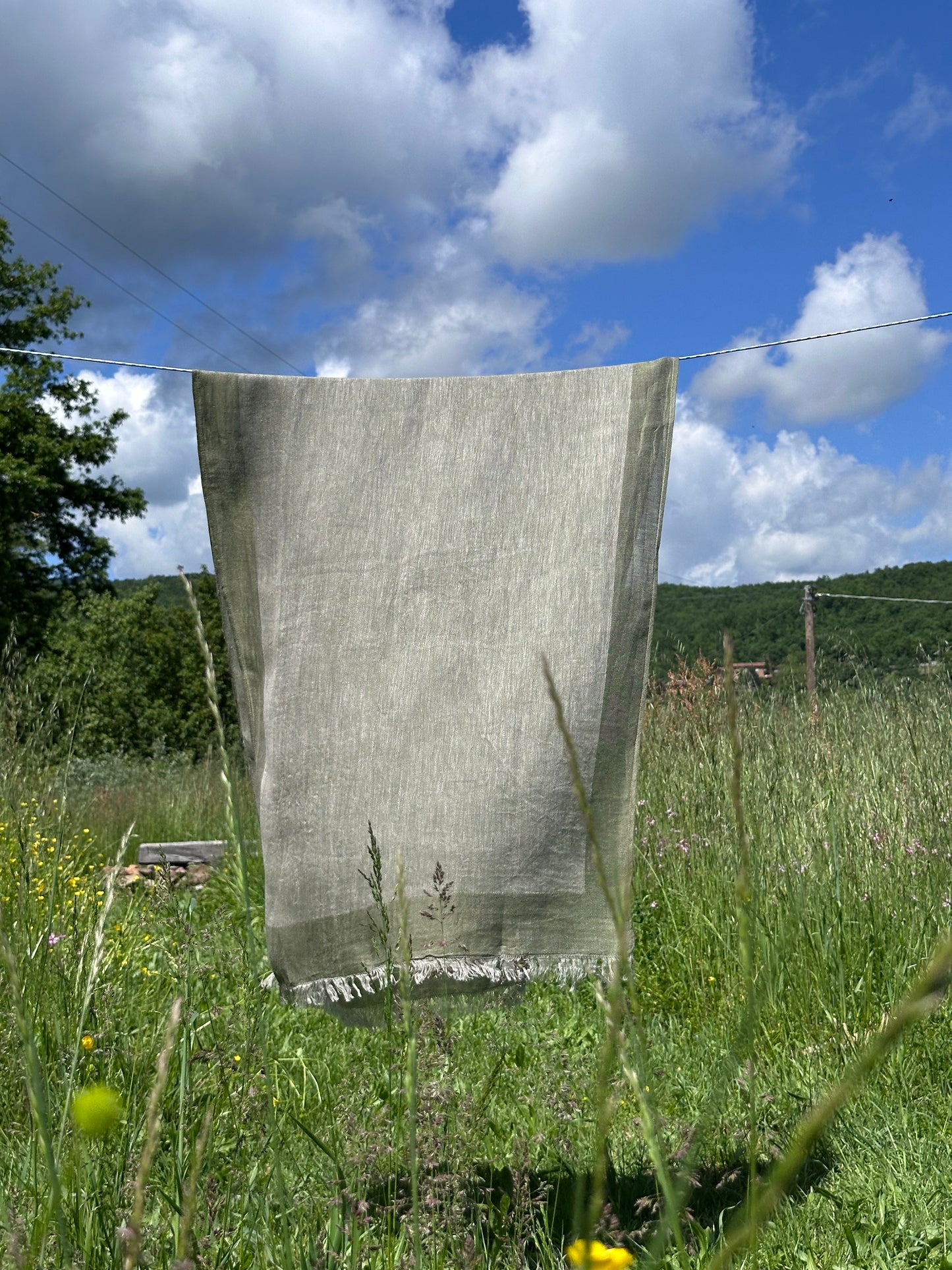 V.VM Summer Linen Scarf - Olive Green