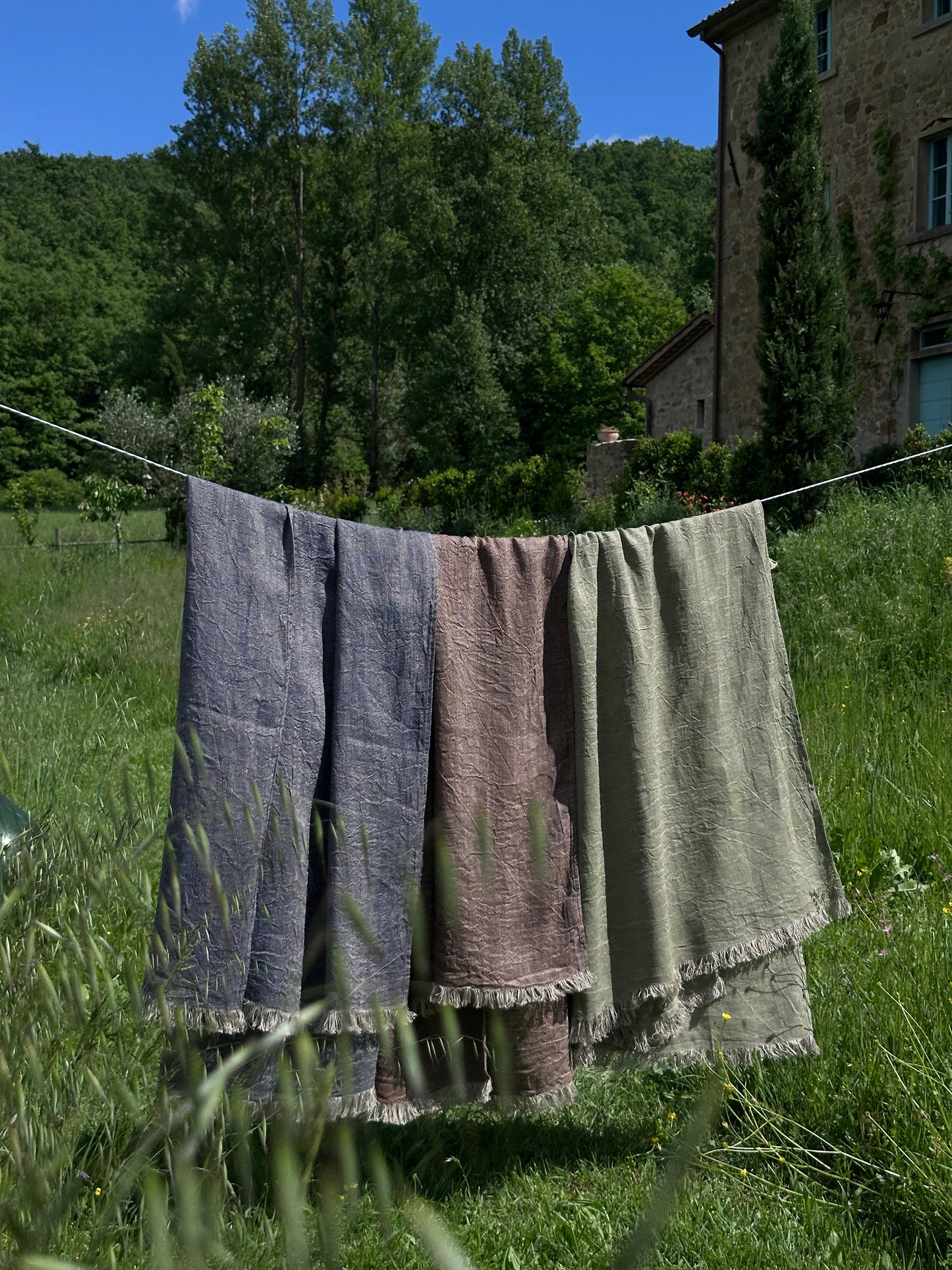 Telo da bagno e da spiaggia in lino V.VM - Oliva