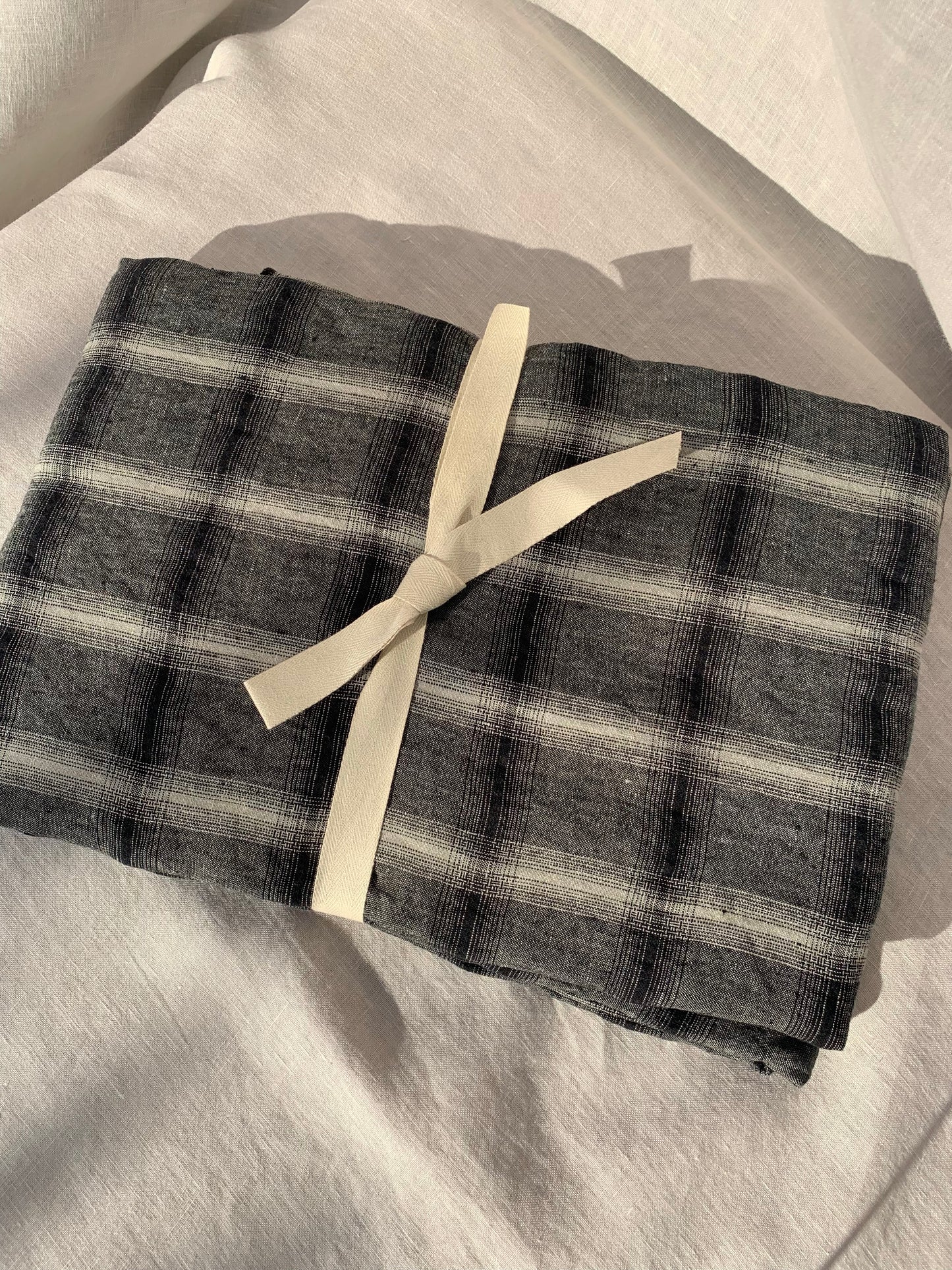 Linen Check Tablecloth 180cmX280cm - Moon