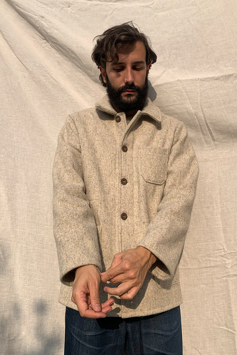 Boiled Wool Work Jacket - Beige