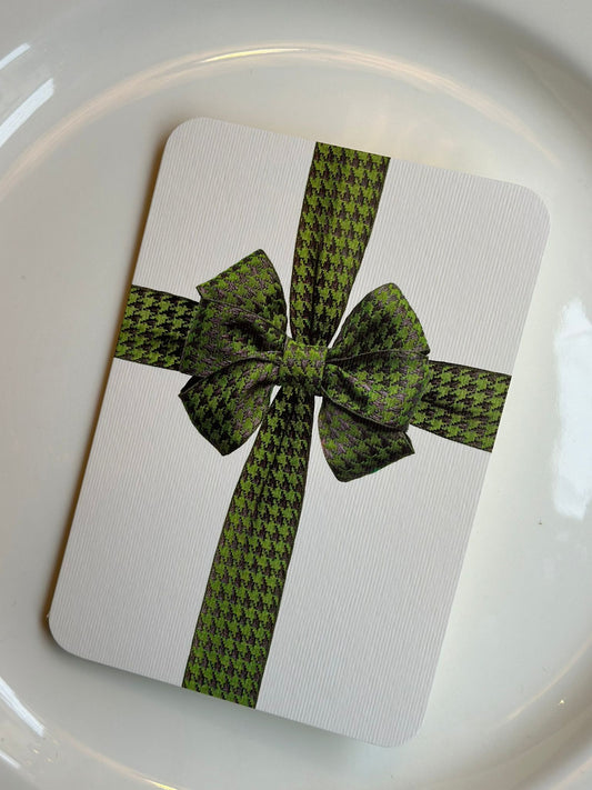 Card & Envelope - Green Houndstooth Bow