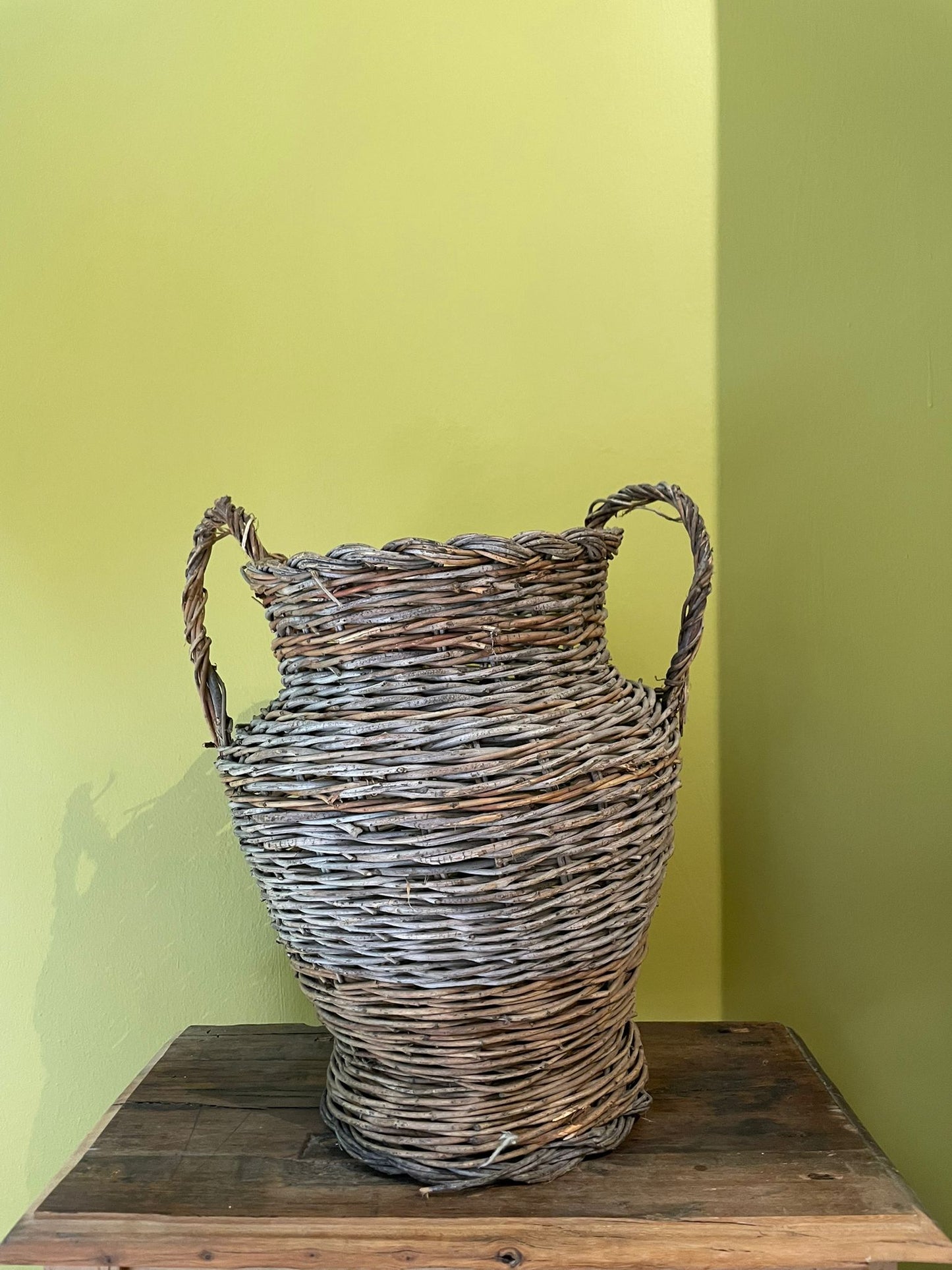 Antique Handwoven Basket- Large Urn Shape