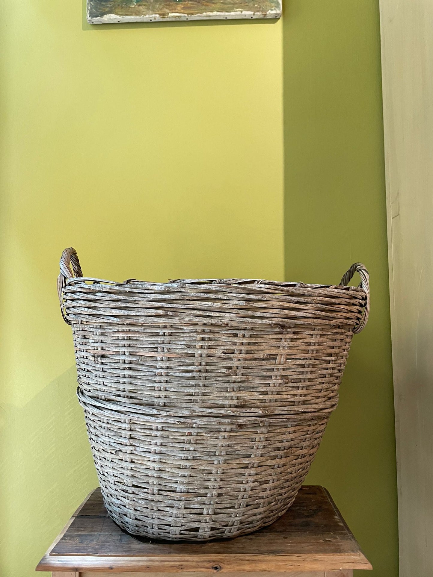 Antique Handwoven Basket - Large Laundry Basket