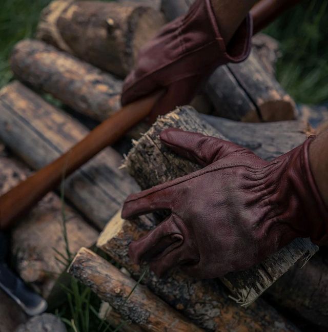 Leather Garden Gloves - Burgundy