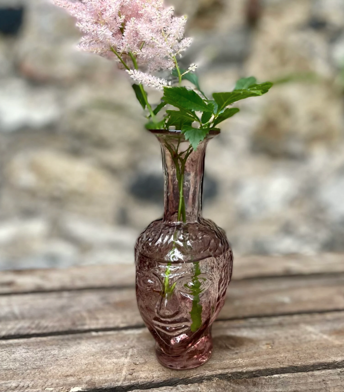 Handblown Glass Head Vase - Framboise