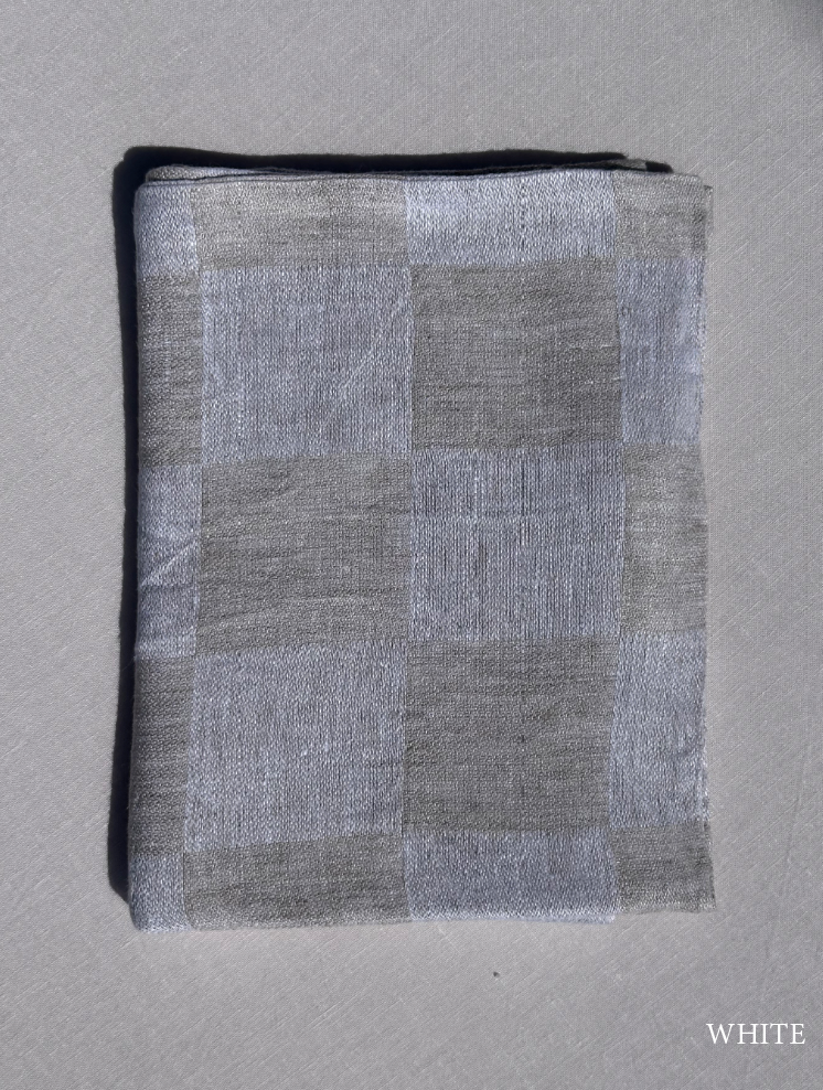 V.VM Check Linen Tea Towel - White Melange