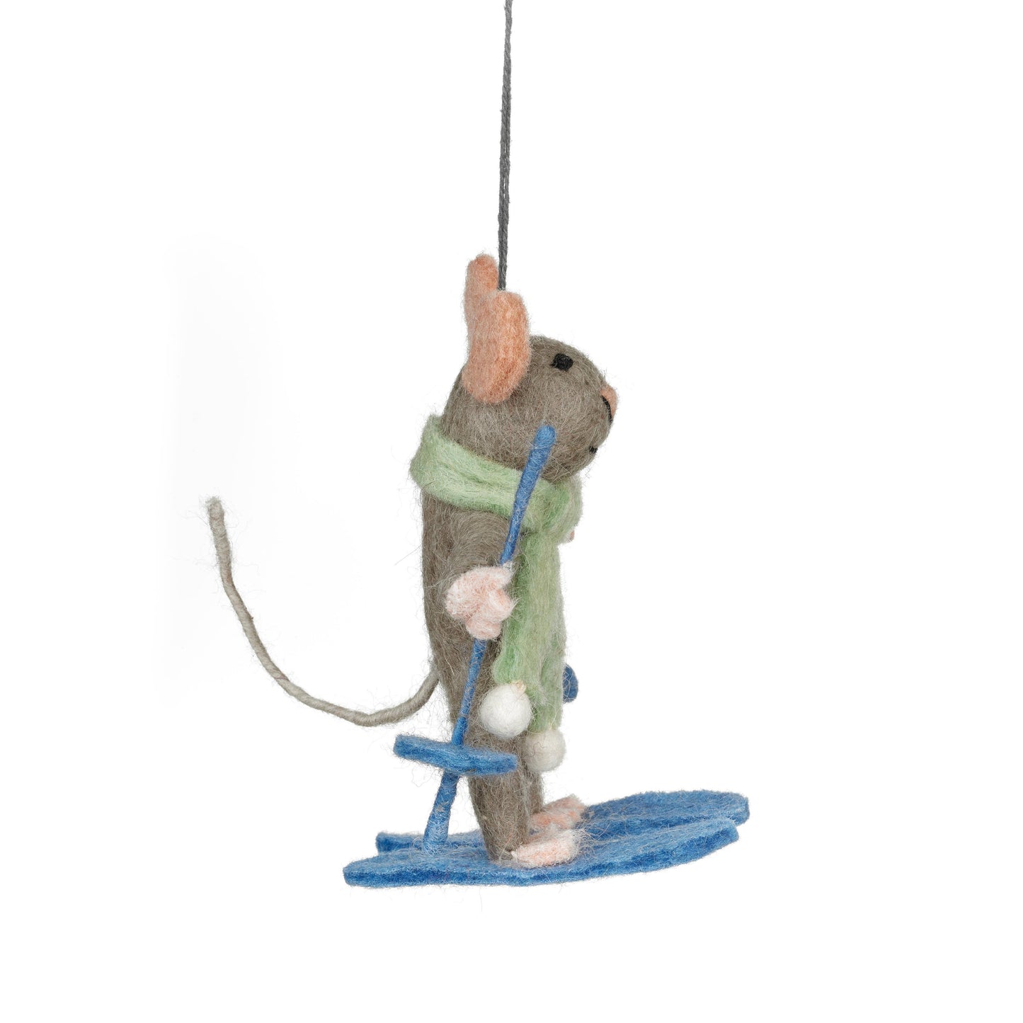 Handmade Felt Sylvia the Skiing Mouse Christmas Decoration