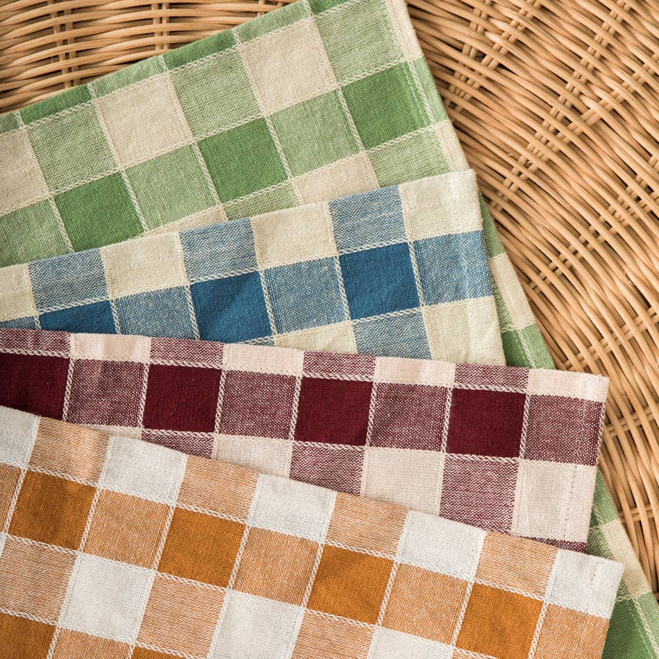 Woven Check Cotton Placemat Aubergine 35X50