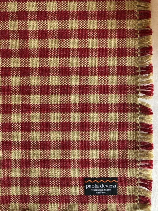 Handwoven Linen Placemat - Red Check