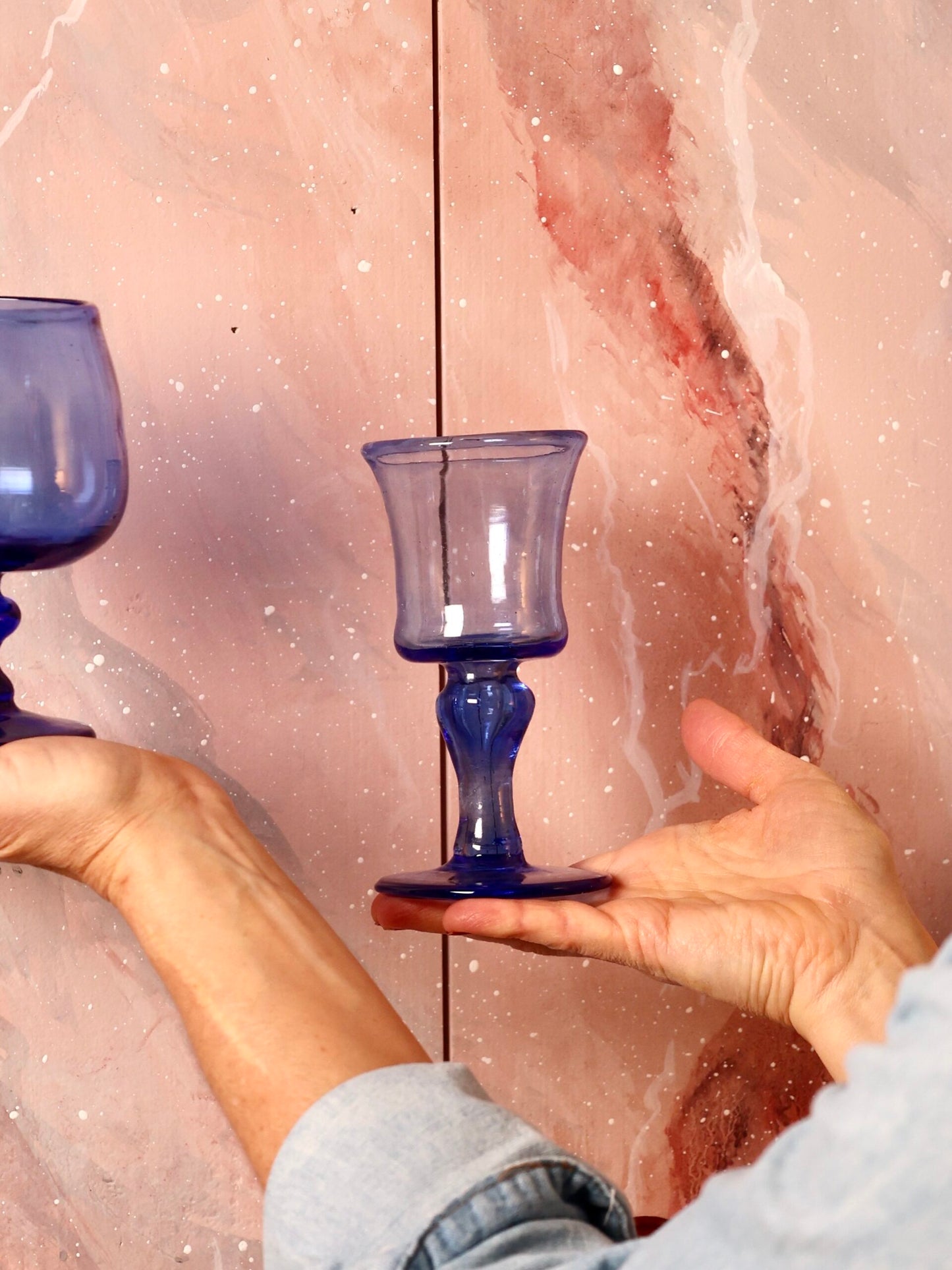 Bicchiere da vino bianco soffiato a mano - Trasparente