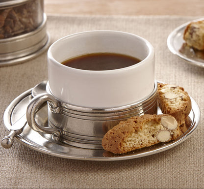 GP Wedding - Pewter Cappuccino Cup & Saucer (Needs 2)