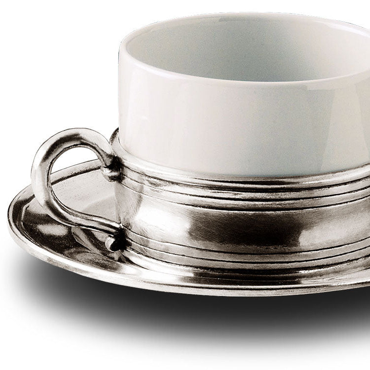 GP Wedding - Pewter Cappuccino Cup & Saucer (Needs 2)