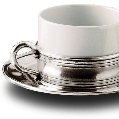 GP Wedding - Pewter Cappuccino Cup & Saucer (Needs 2)