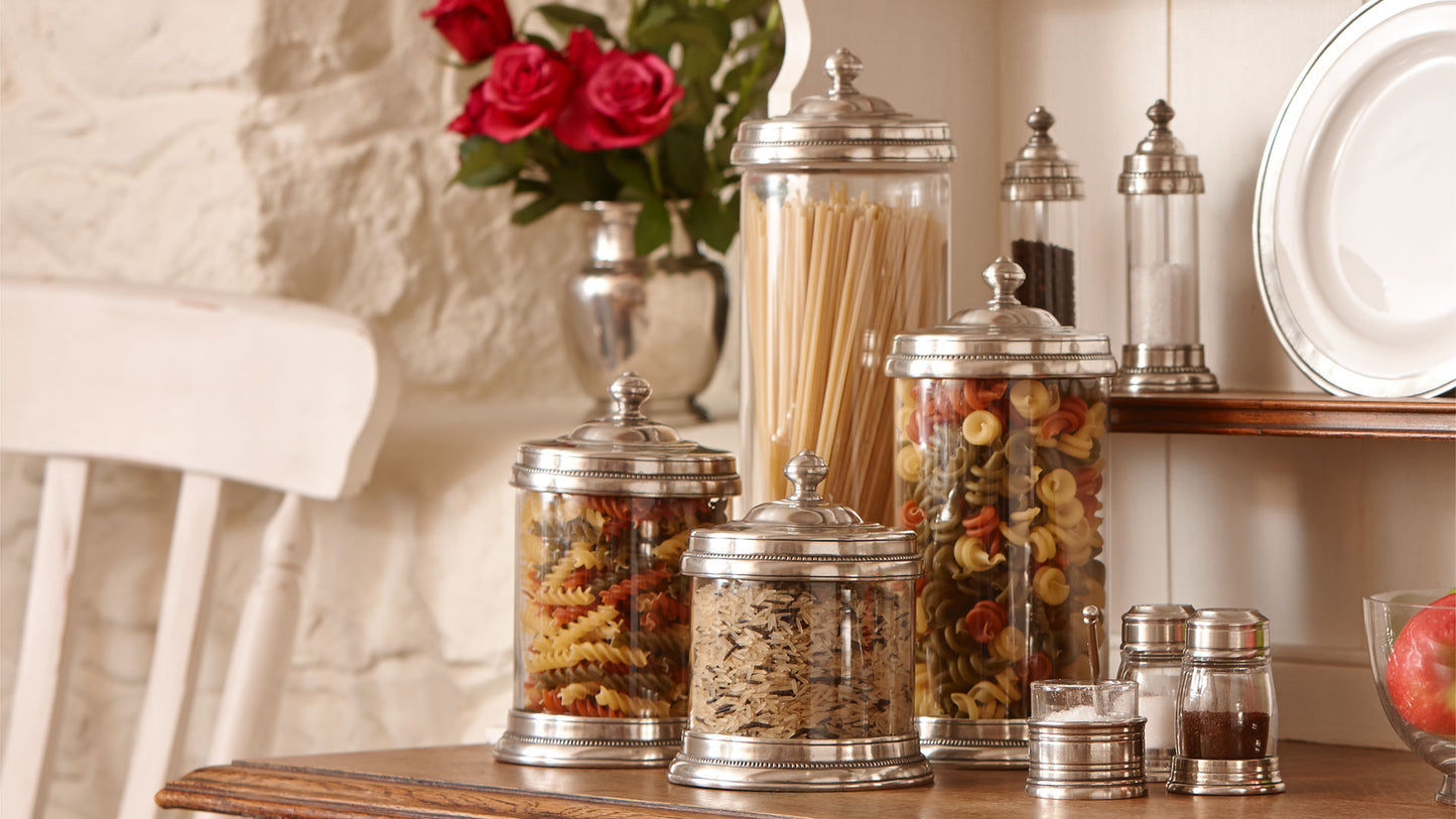 Large Glass & Pewter Jar by Cosi Tabellini