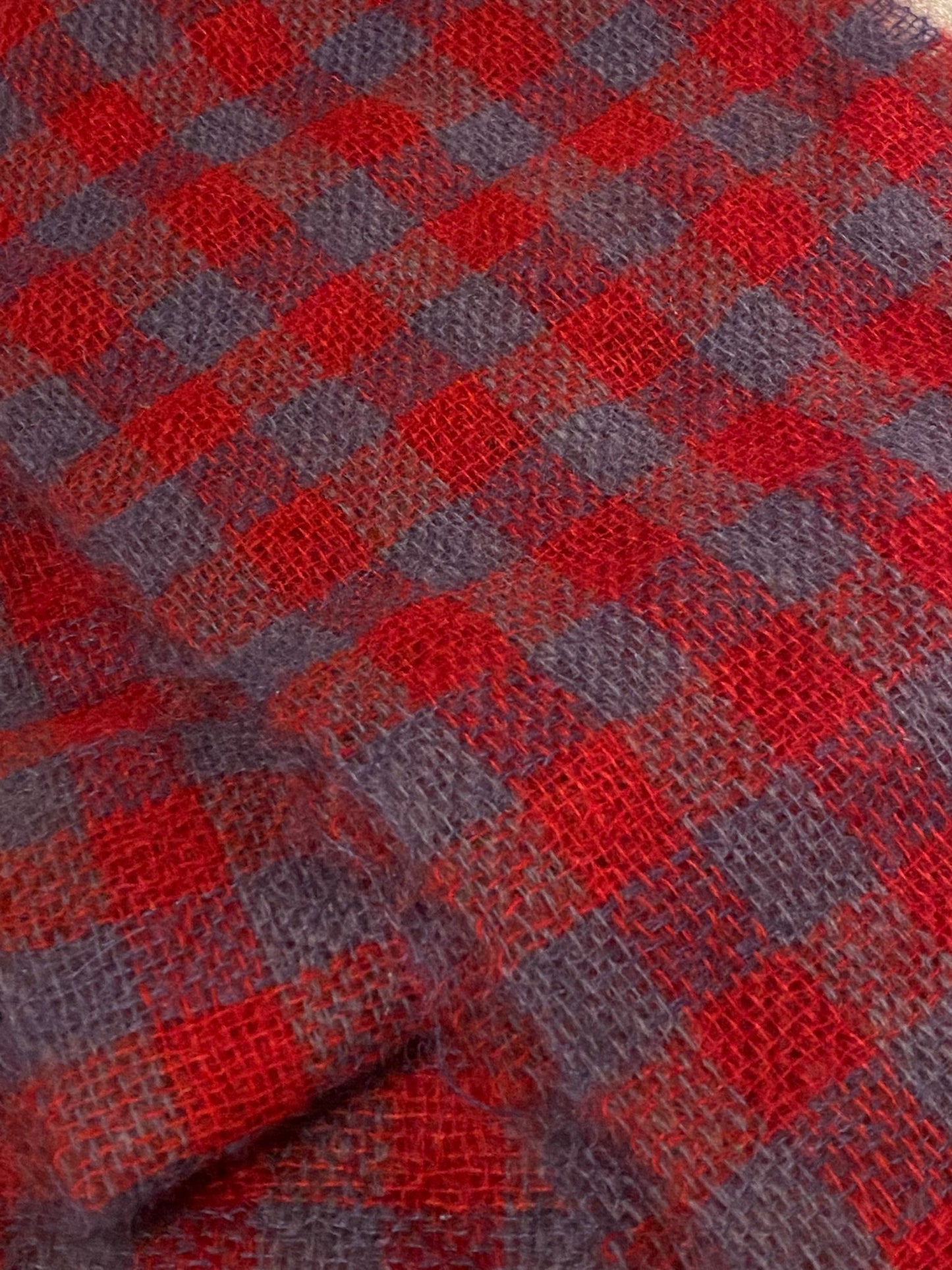 Mohair Red Checks Scarf by Paola Devizzi