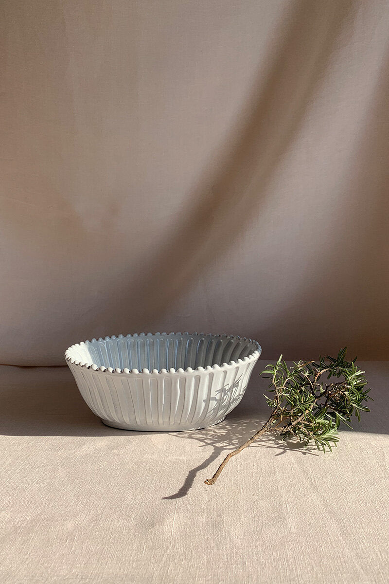 Ceramic Stripes & Dots Handcrafted Oval Bowl - Incanto Collection