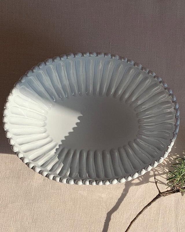 Ceramic Stripes & Dots Handcrafted Oval Bowl - Incanto Collection