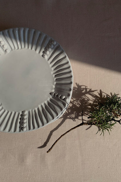 Ceramic Dessert Plate - Stripes & Dots Collection