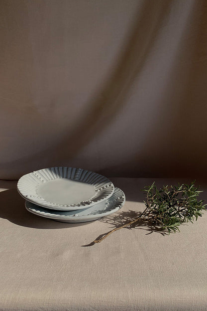 Ceramic Dessert Plate - Stripes & Dots Collection