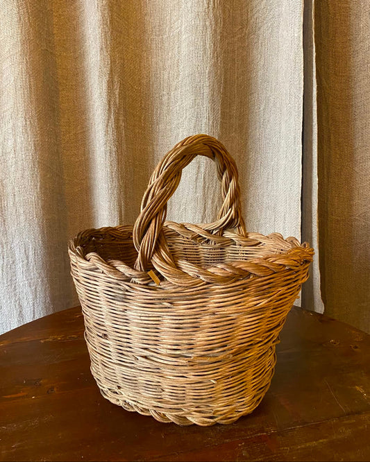 Cesta Antica Intrecciata a Mano - Cesto Portabiancheria Grande