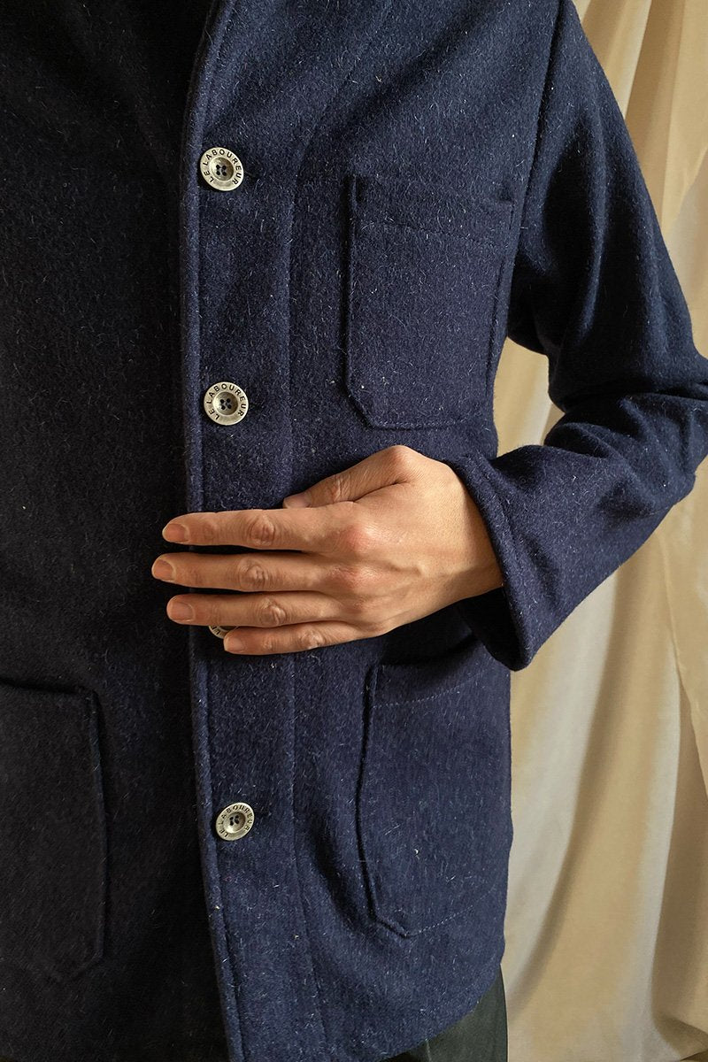 Boiled Wool Work Jacket - Navy