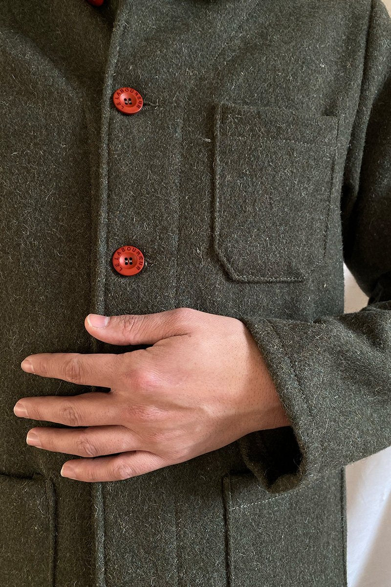 Boiled Wool Work Jacket - Khaki