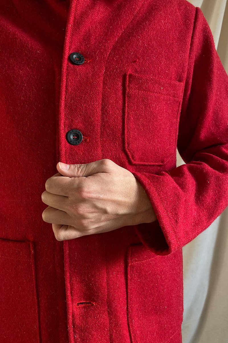 Boiled Wool Work Jacket - Red