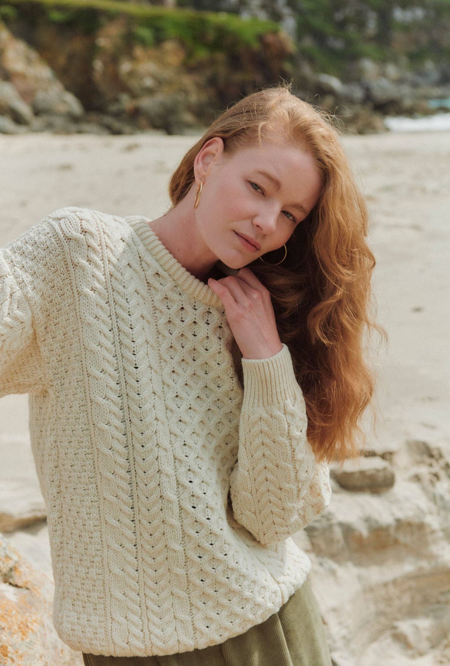 Inisheer Traditional Ladies Aran Sweater - Cream