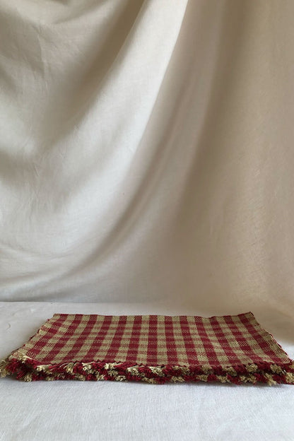 Handwoven Linen Placemat - Red Check