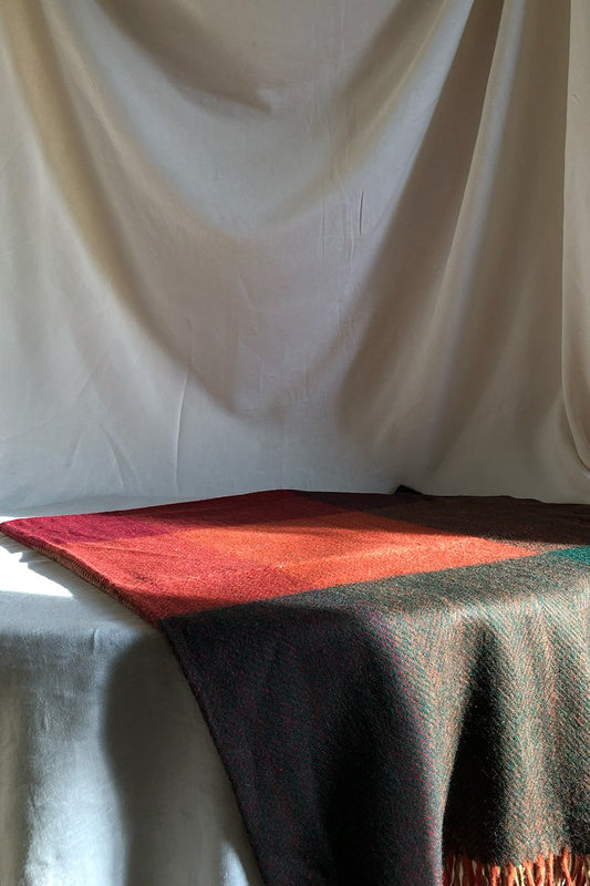 Recycled Wool Tartan Blanket - Berry Check