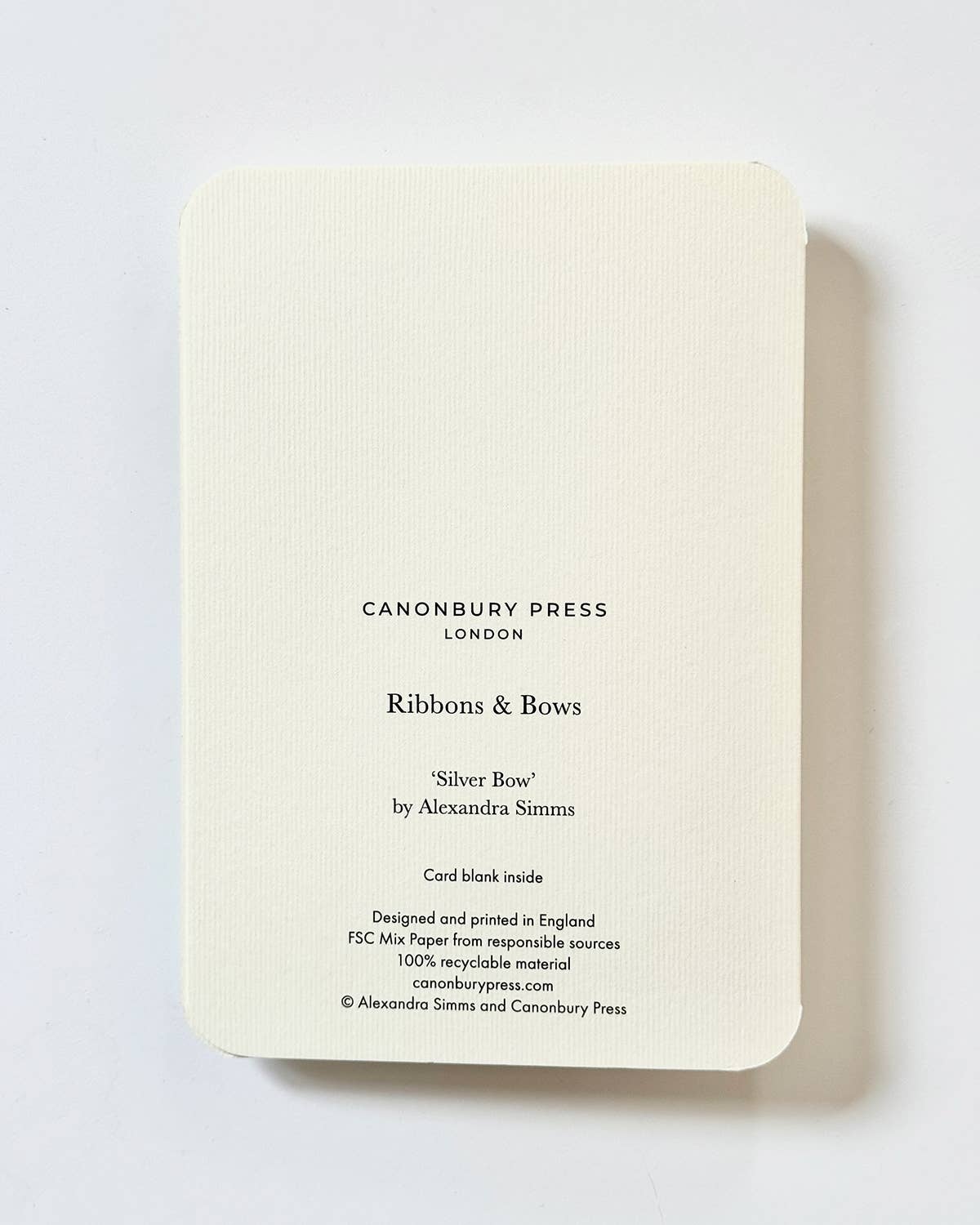 Silver Bow Greeting Card | Birthday Card | Luxury Cards