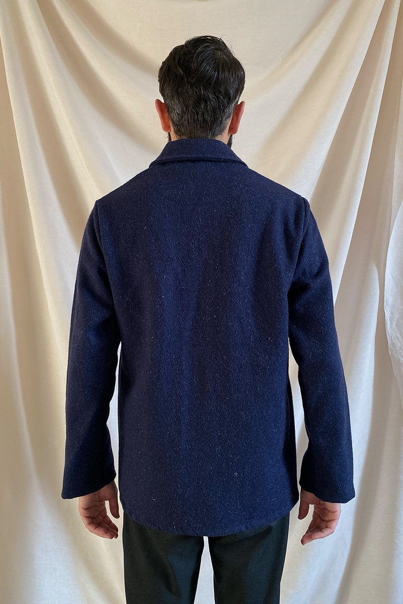 Giacca da lavoro in lana cotta - Blu marino