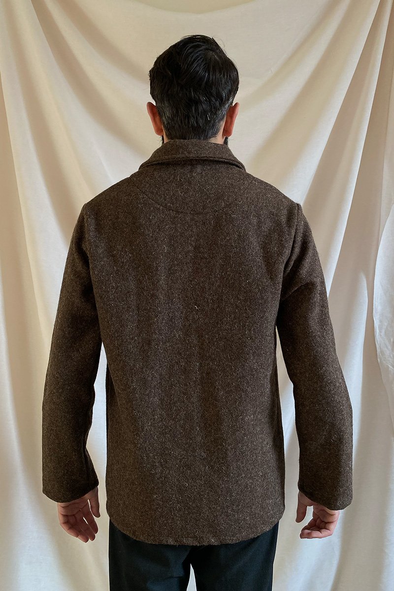 Boiled Wool Work Jacket - Brown