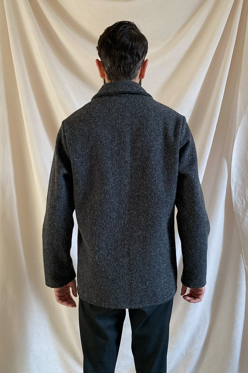 Boiled Wool Work Jacket - Dark Grey