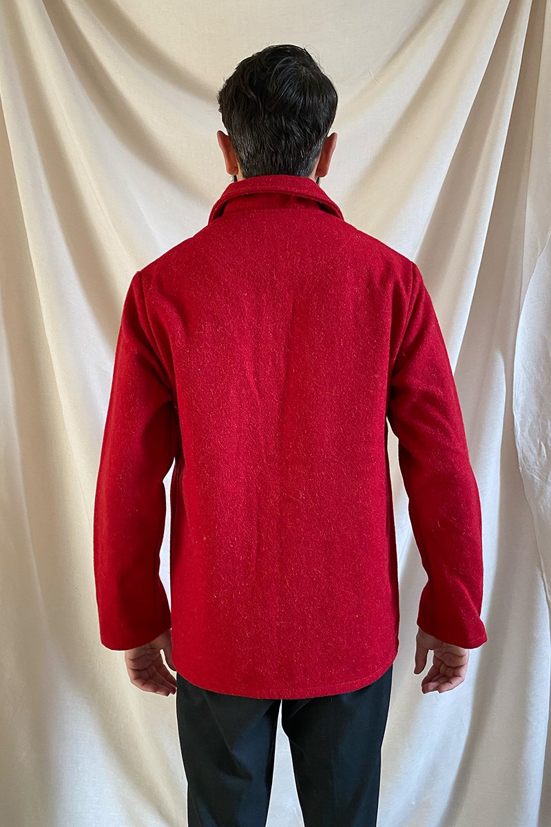 Boiled Wool Work Jacket - Red