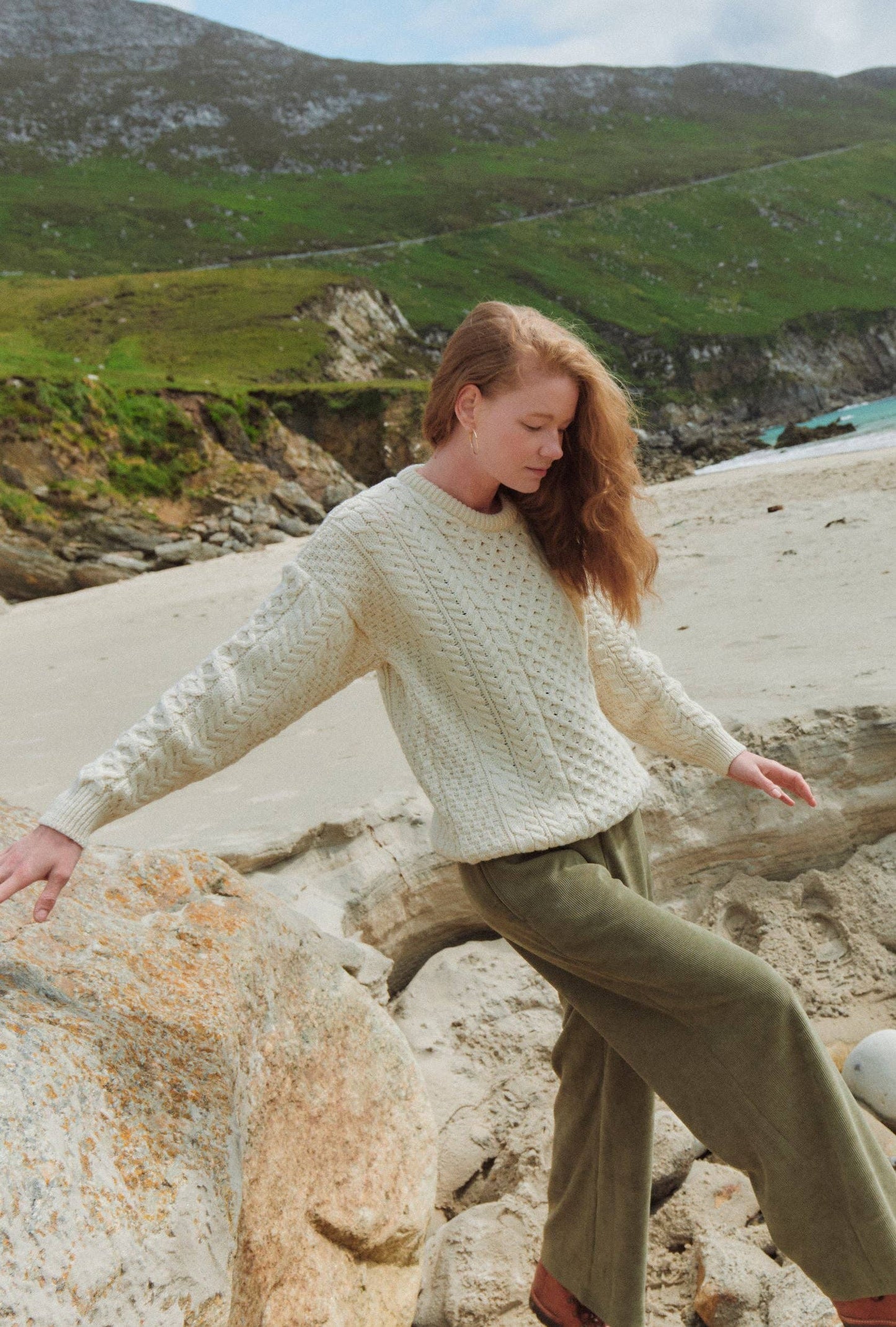 Inisheer Traditional Ladies Aran Sweater - Cream